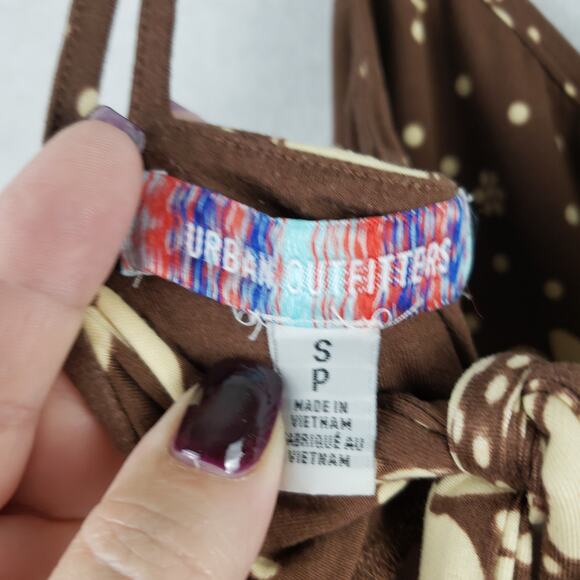 Urban Outfitters S High Slit Slip Midi Dress Brown Cream Floral Western Cowgirl - Picture 5 of 7